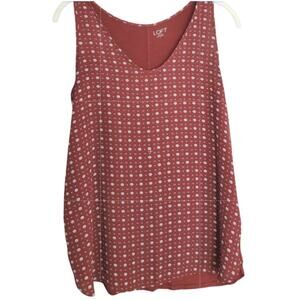 Loft Red Tank‎ Top Women's Size S Maroon Floral Dot Print Shirt Office Career